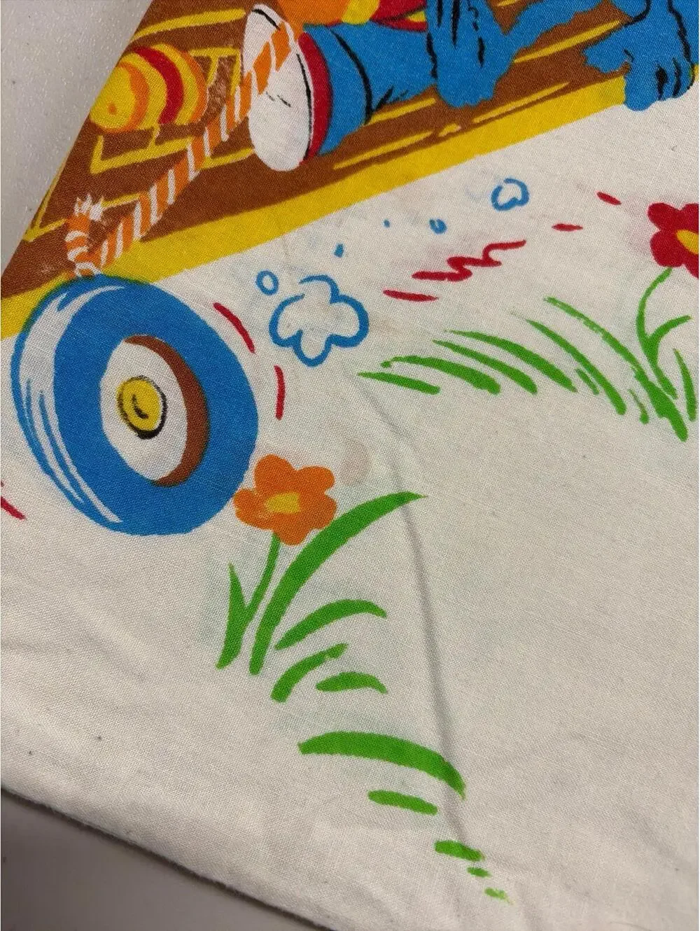 Vintage 80s 1980 Sesame Street Pillowcase / Box Car Soap Box